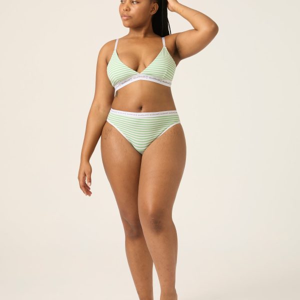 Basic Triangle Bralette Meadow Green Stripe
