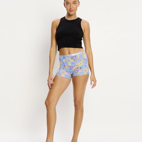 SmileyWorld® | Modibodi Classic Boyshort Moderate Happy Daisy Blue