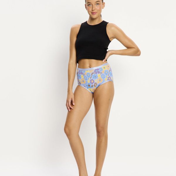SmileyWorld® | Modibodi Classic Full Brief Light Happy Daisy Blue