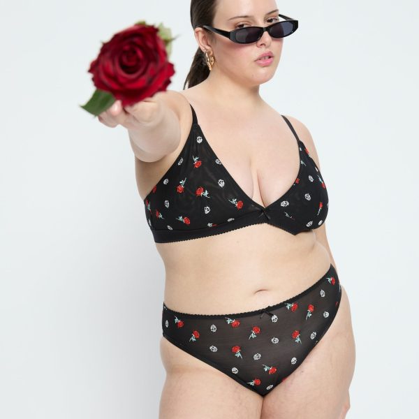 Intimates V Day Cheeky Brief Moisture Wicking Black Rose