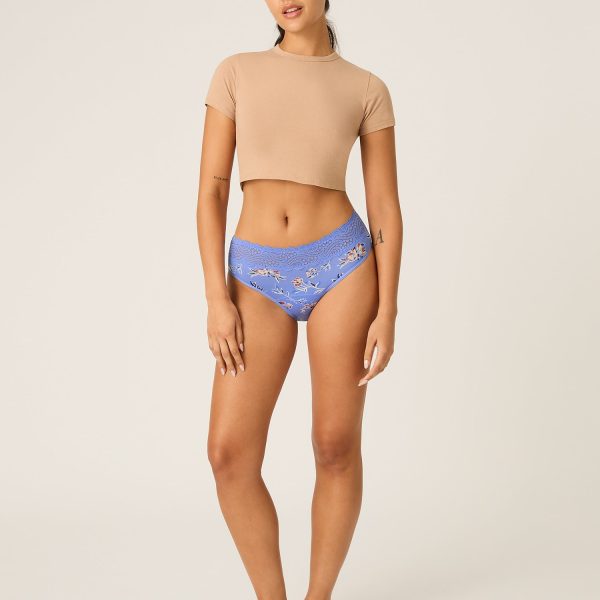 Sensual Hi Waist Bikini Moderate Bouquet Blue