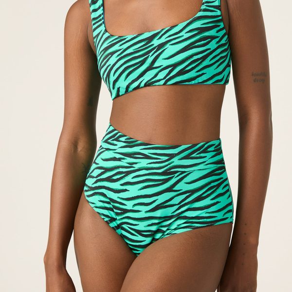 Reversible Swimwear Crop Top Party Animal Green / Oasis Blue